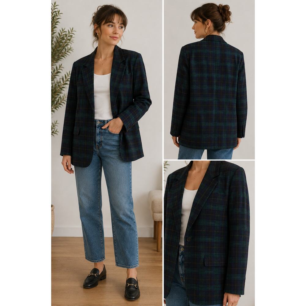 Vintage Savannah women's Tartan Plaid Wool Blazer size 10